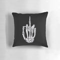 Quirky and unique skeletal middle finger shaped decorative throw pillow