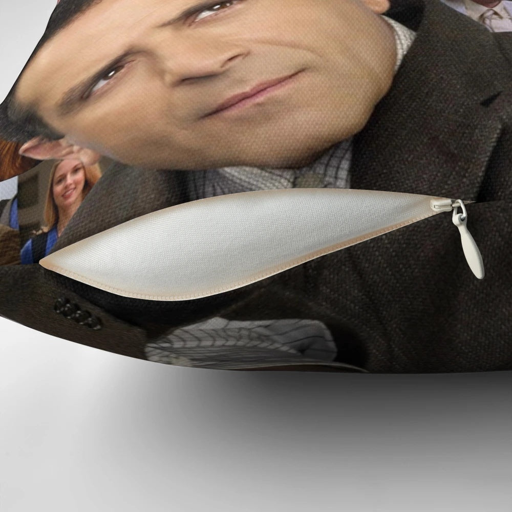 Adrian Monk Collage Pillow with Iconic Characters and Scenes from the Monk TV Series