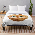 Garfield-inspired plush blanket with a humorous, low-quality design