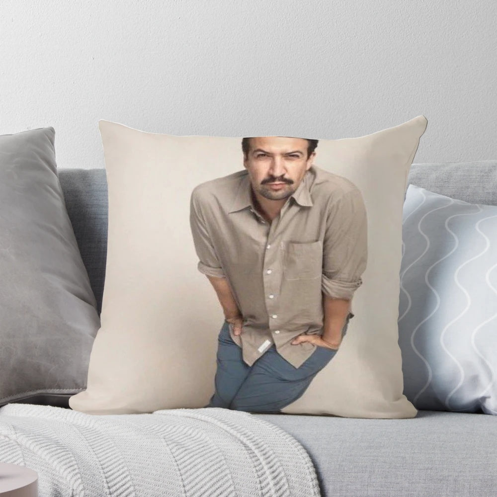 Quirky pillow featuring a fun, meme-inspired design of Lin-Manuel Miranda from the hit musical Hamilton