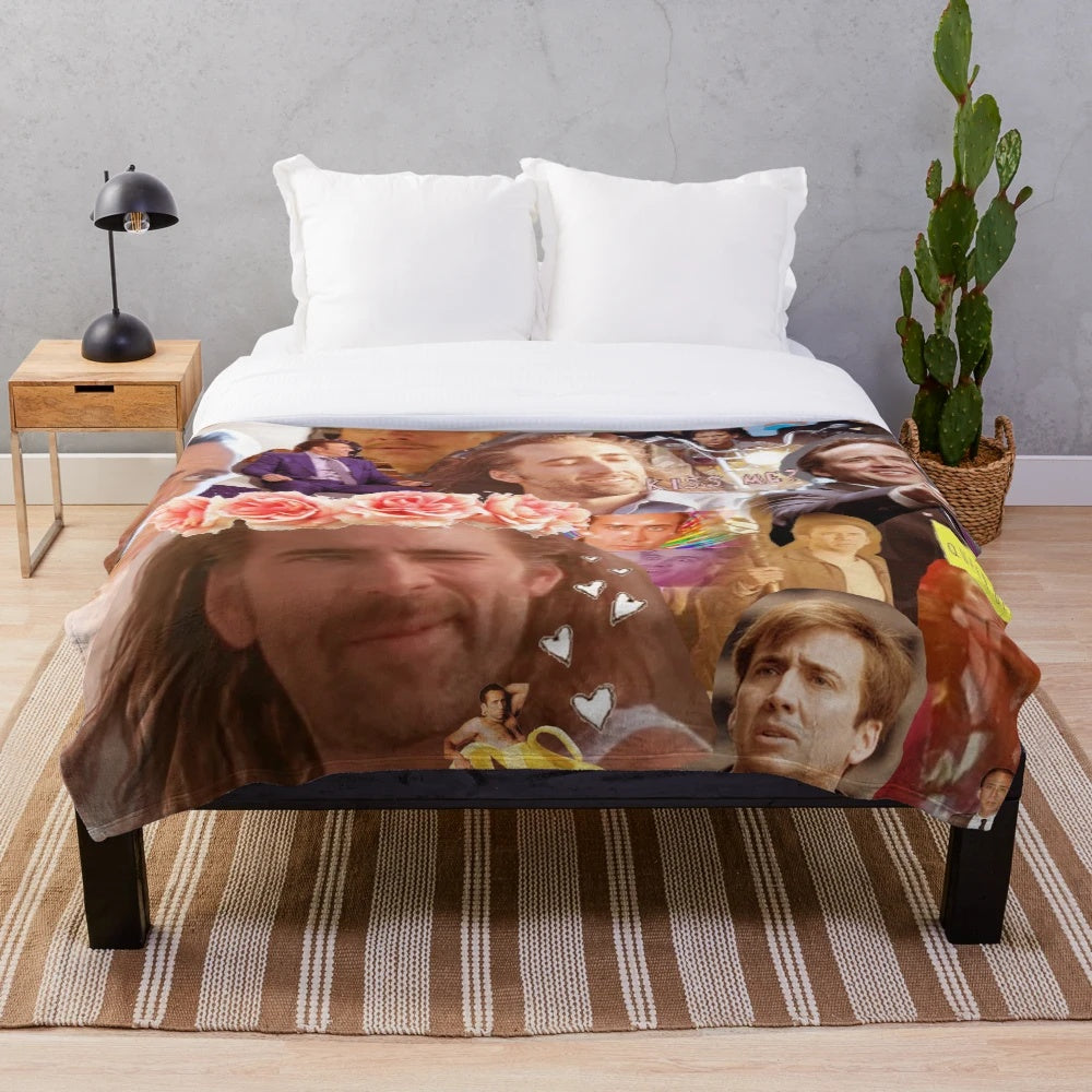 Nic Cage Collage Plush Blanket