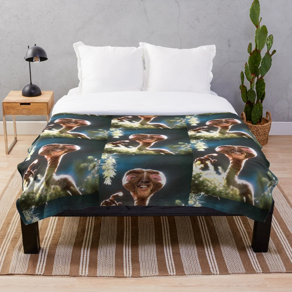 Nicolas Cage ET Photoshop Plush Blanket - Funny Parody Movie Merchandise