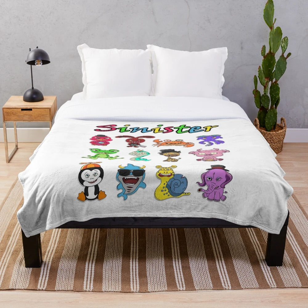 Quirky and sinister animal-themed plush blanket