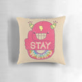 Colorful and whimsical "Stay Weird!" throw pillow with a bold, retro-inspired design