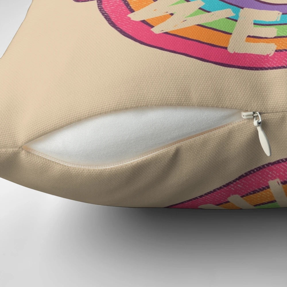Colorful and whimsical "Stay Weird!" throw pillow with a bold, retro-inspired design
