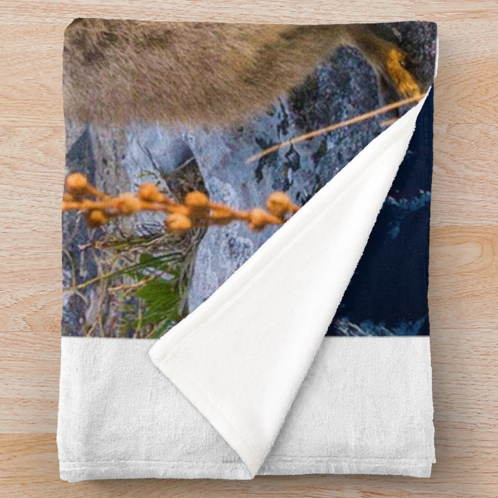 Adorable quokka in space-themed plush blanket design