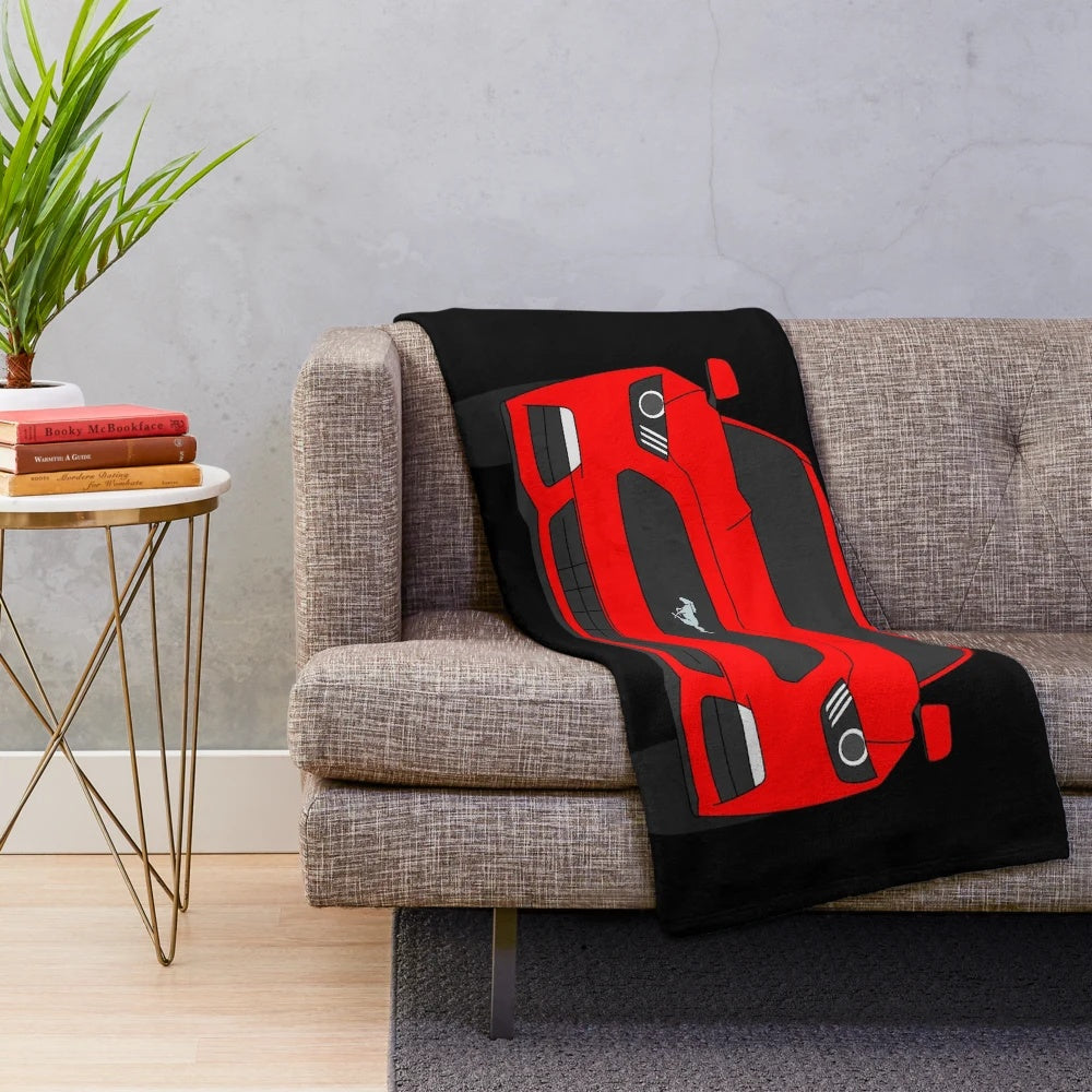 Ford Mustang Front End Race Red Plush Blanket