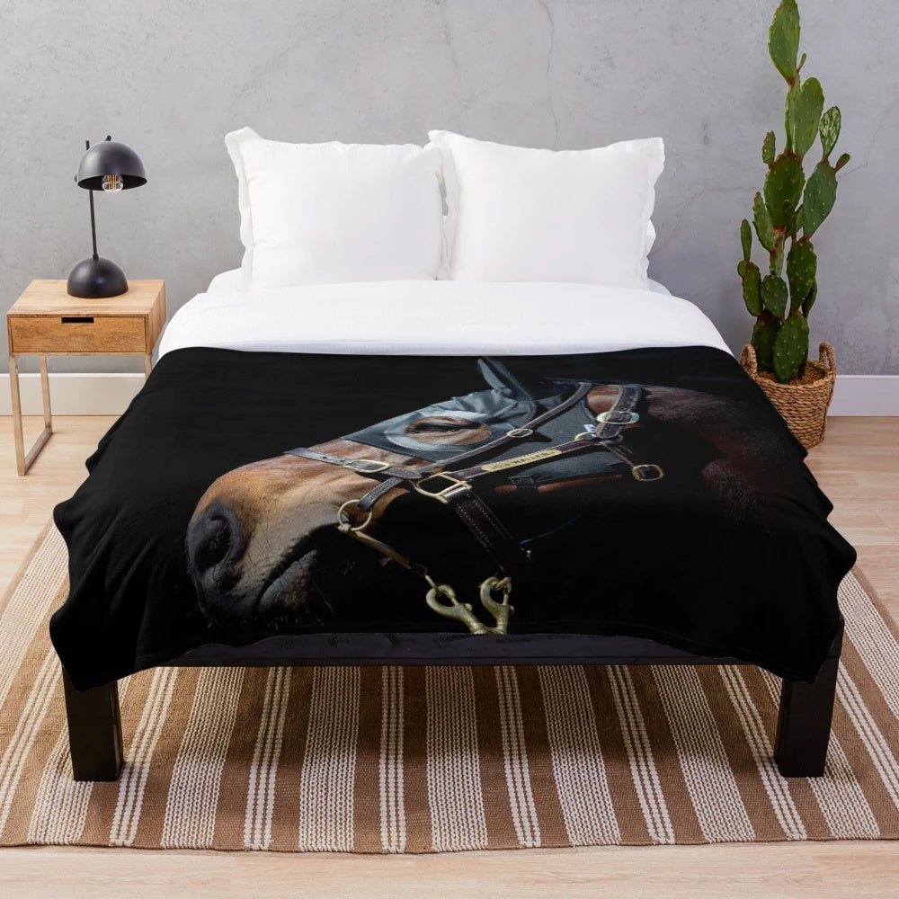 Racehorse plush blanket featuring the beautiful Winx horse