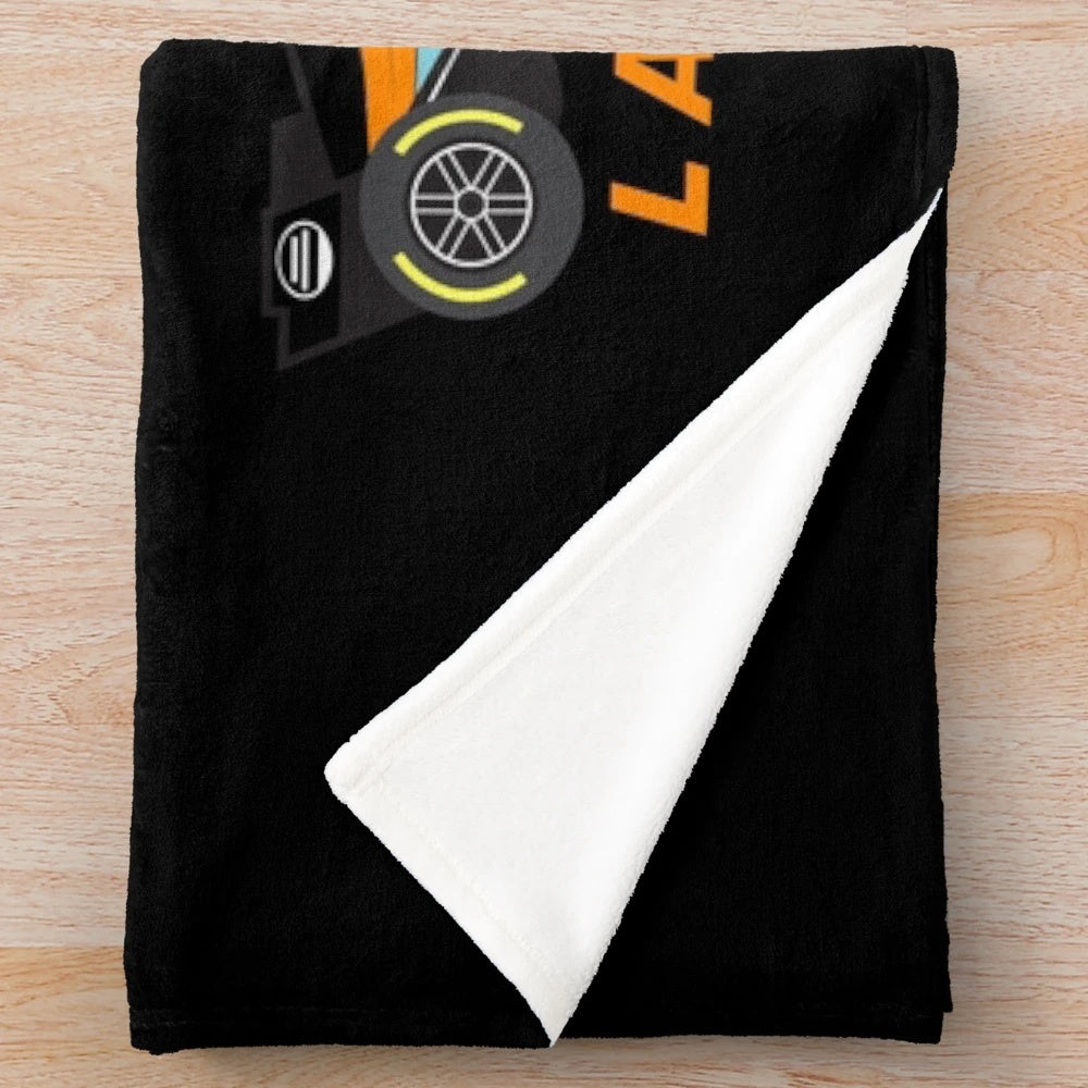 Racing car inspired plush blanket featuring Lando Norris design