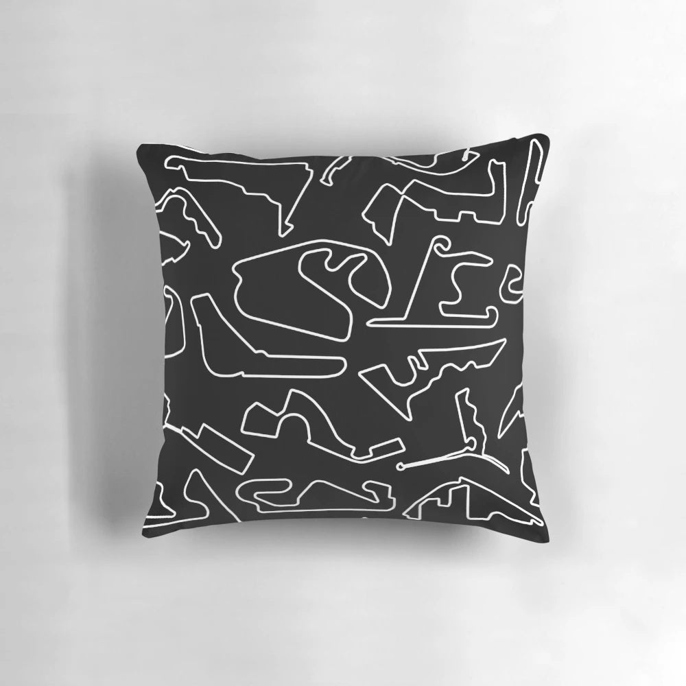 Pillow featuring the outline of a Formula One racing circuit