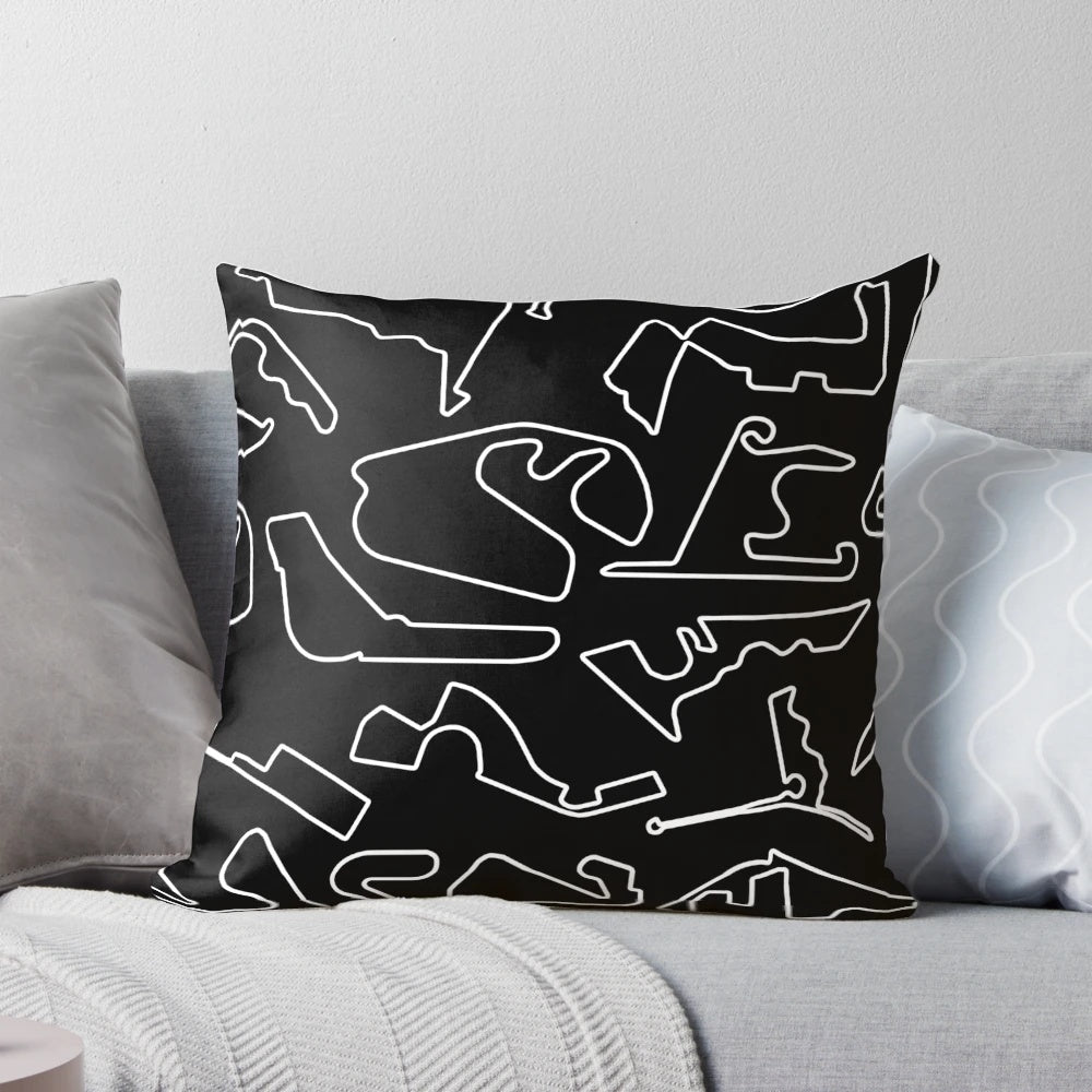 Pillow featuring the outline of a Formula One racing circuit