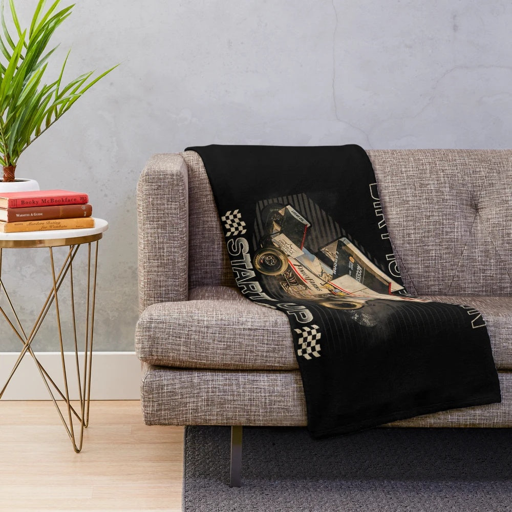 Plush blanket featuring dirt track racing and sprint car design