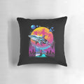 Rad shark cyberpunk pillow with neon retro animal punk design