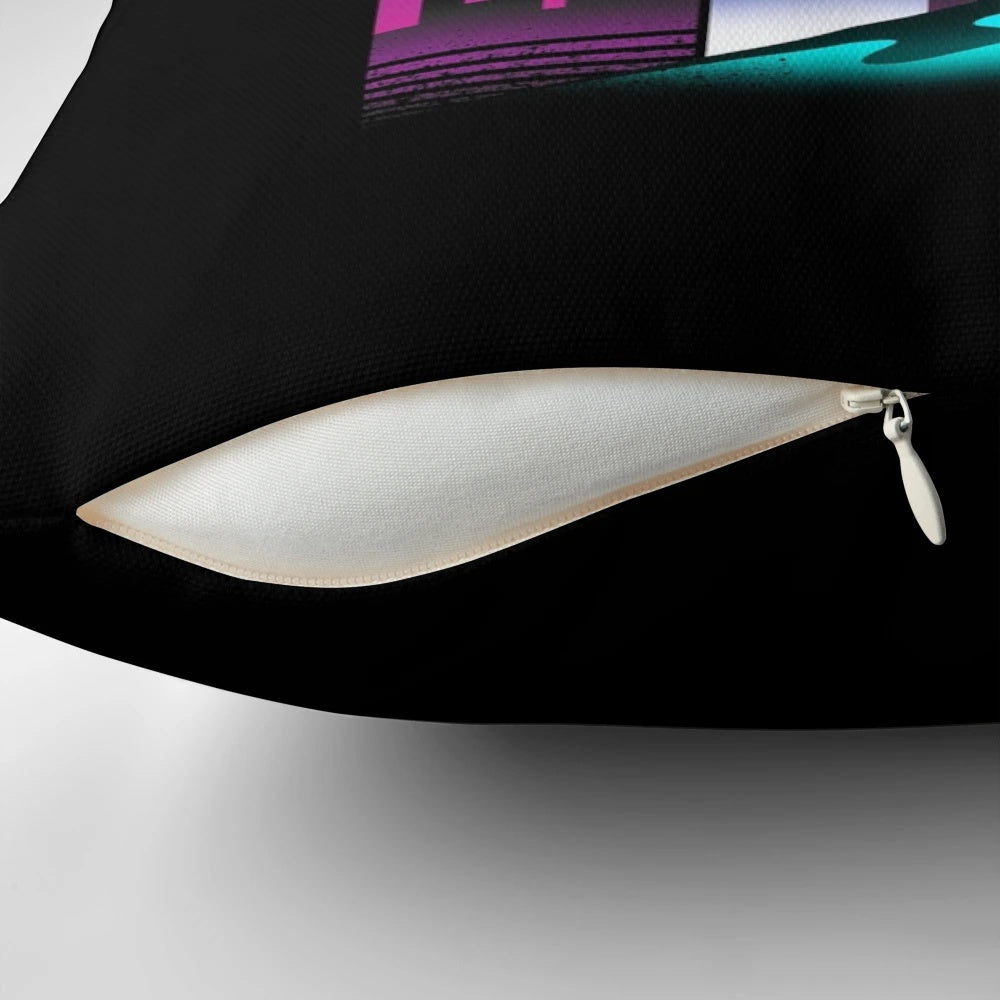 Rad shark cyberpunk pillow with neon retro animal punk design