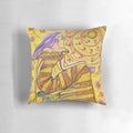A decorative gold pillow with a sunburst design, adding a touch of warmth and sunshine to any room.