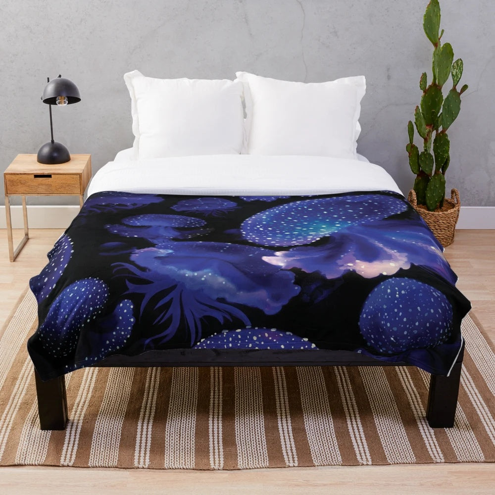 Blacklight jellyfish plush blanket