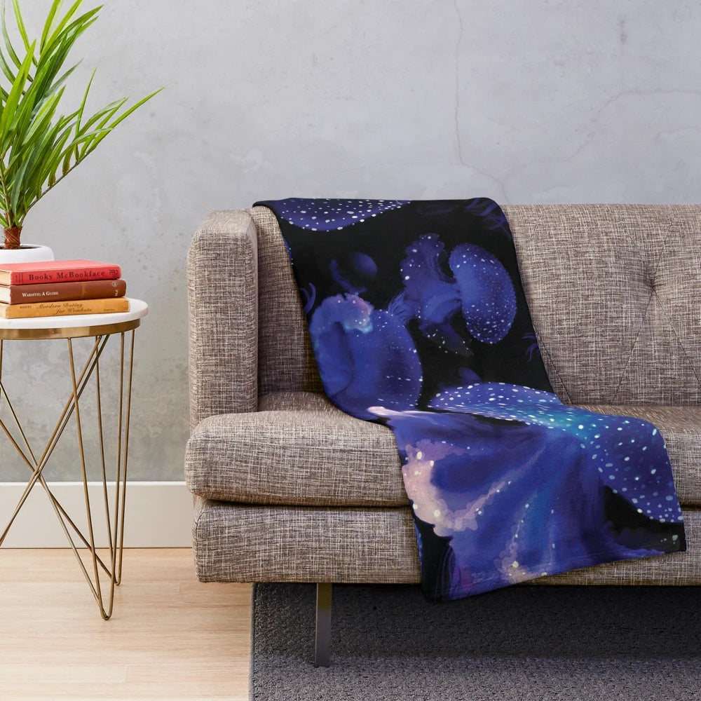 Blacklight jellyfish plush blanket
