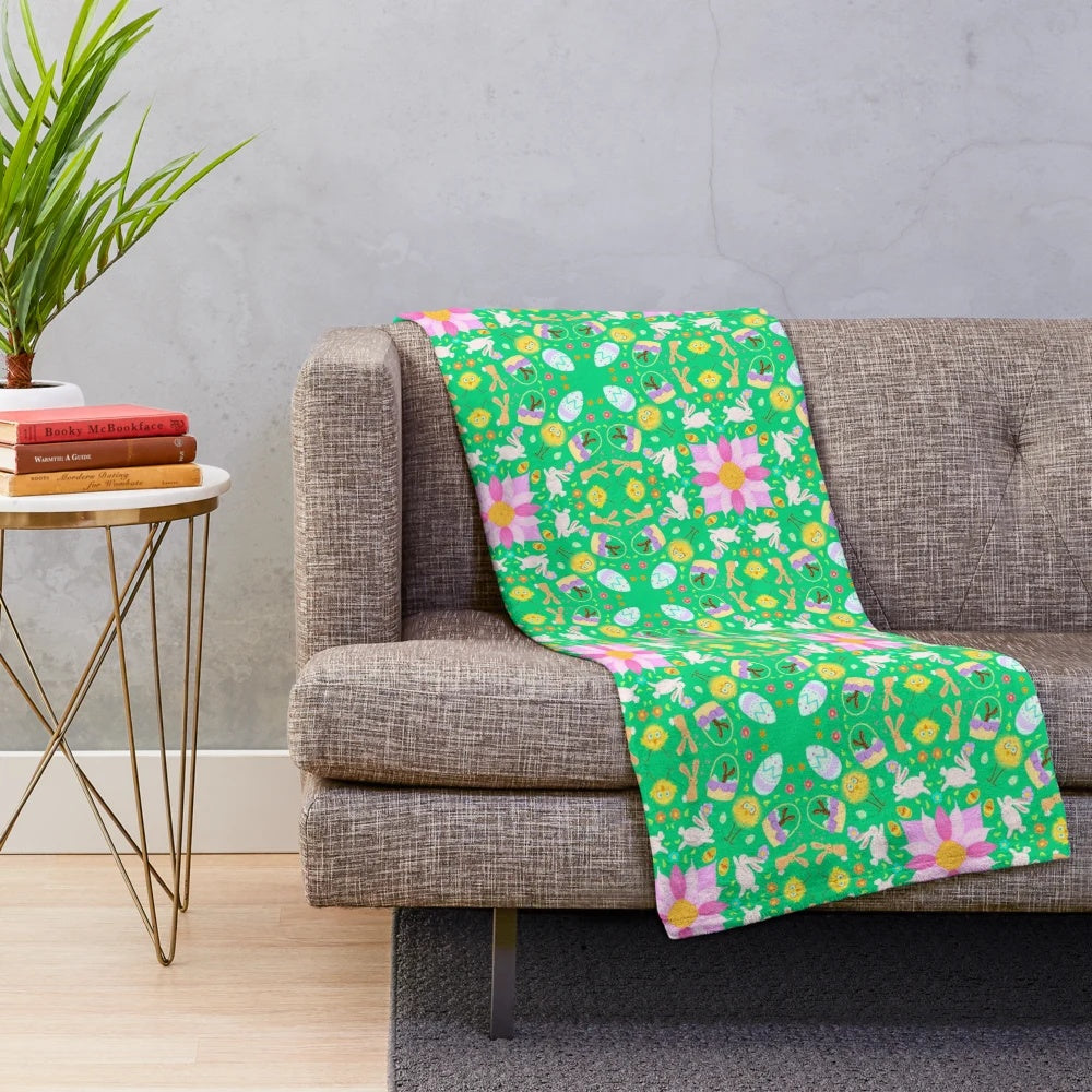 Plush Easter blanket with mandala floral pattern