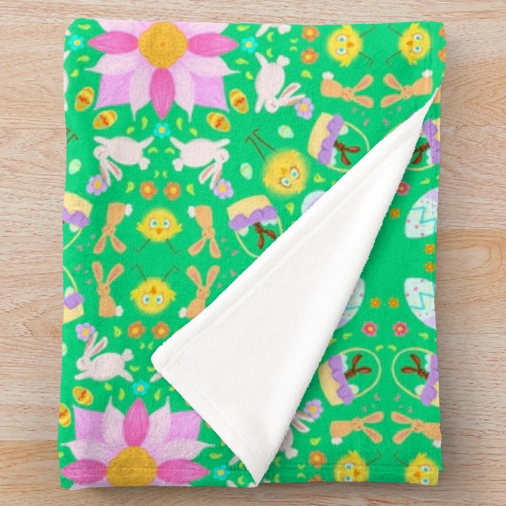 Plush Easter blanket with mandala floral pattern