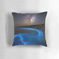 Glowing pillow with bioluminescent design inspired by the Milky Way galaxy