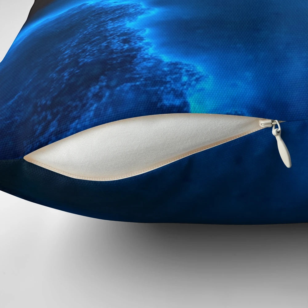Glowing pillow with bioluminescent design inspired by the Milky Way galaxy