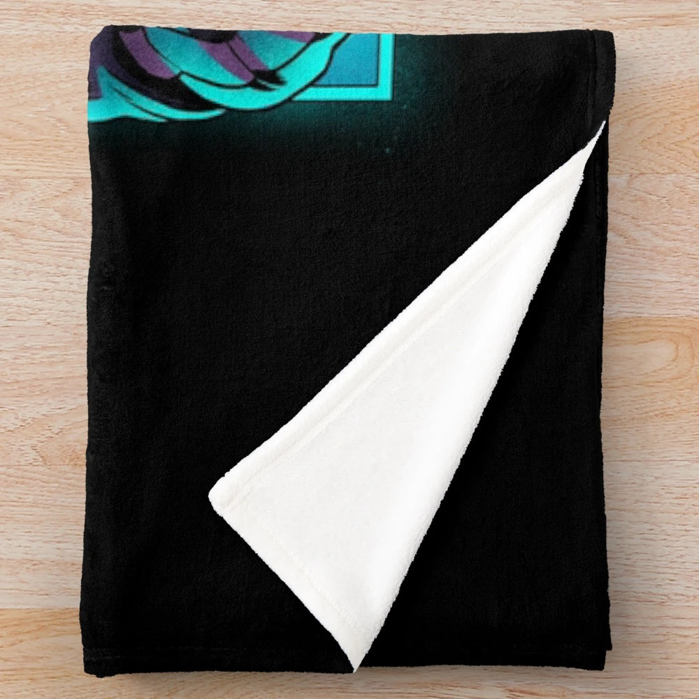 Neon Moon Plush Blanket with Cosmic Celestial Design