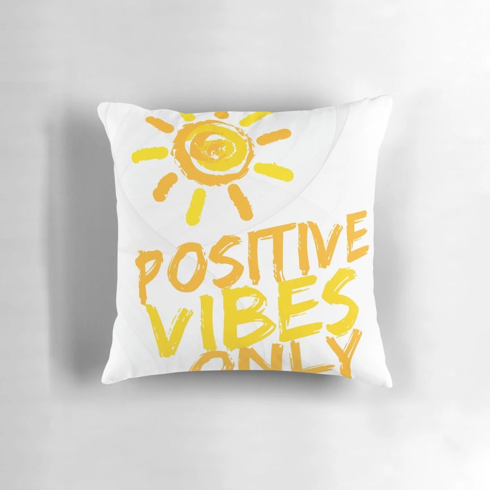 Colorful and vibrant "Positive Vibes Only" decorative pillow