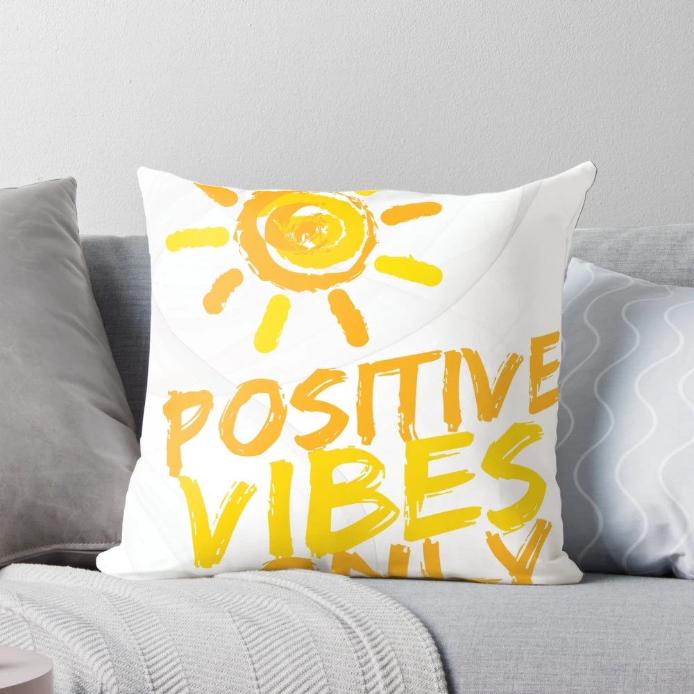 Colorful and vibrant "Positive Vibes Only" decorative pillow
