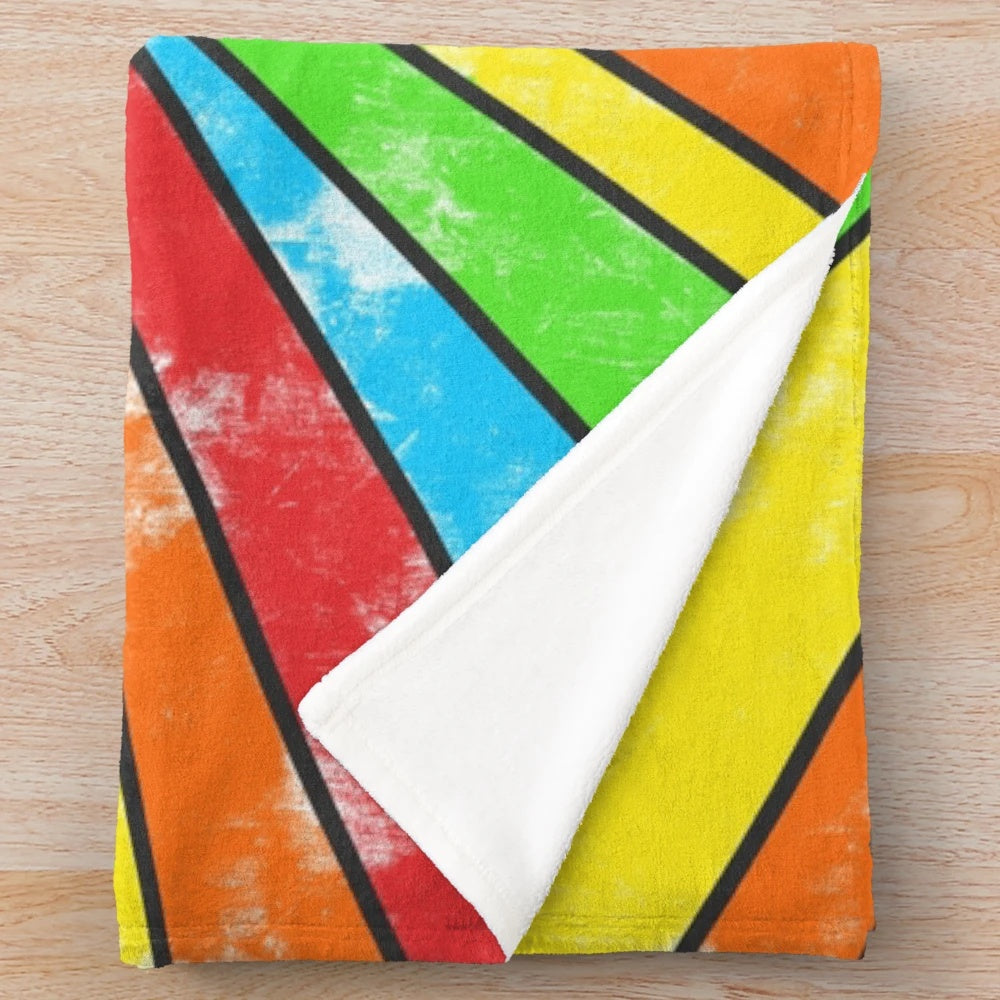 Colorful plush blanket with positive affirmations and vibrant rainbow design