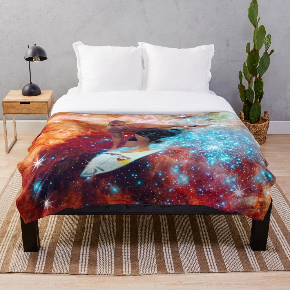 Star Surfer Plush Blanket with Vibrant and Luminous Patterns