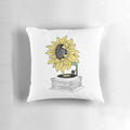 Sunflower-themed pillow with a vintage gramophone illustration, capturing the essence of summer