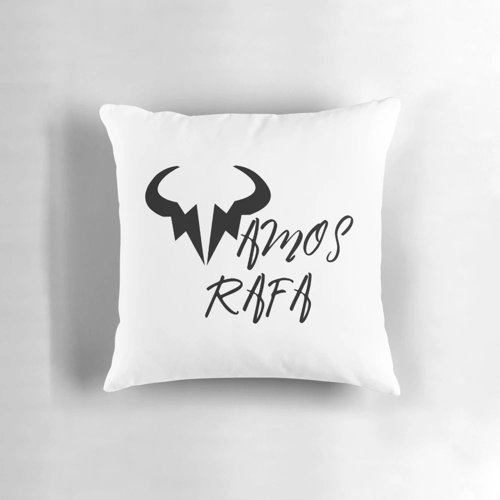 Rafael Nadal inspired tennis pillow with "VAMOS RAFA" text