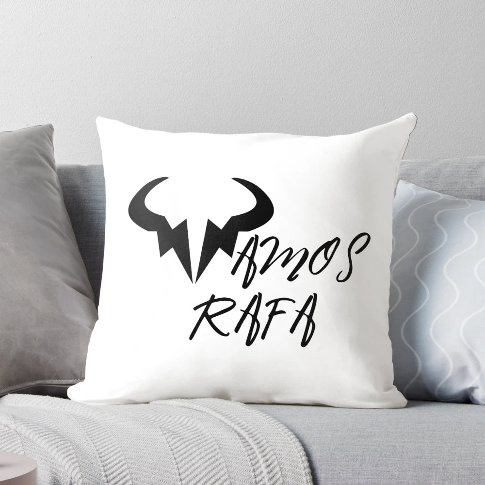 Rafael Nadal inspired tennis pillow with "VAMOS RAFA" text