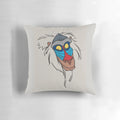Rafiki, the wise baboon from The Lion King, featured on a plush, decorative pillow.