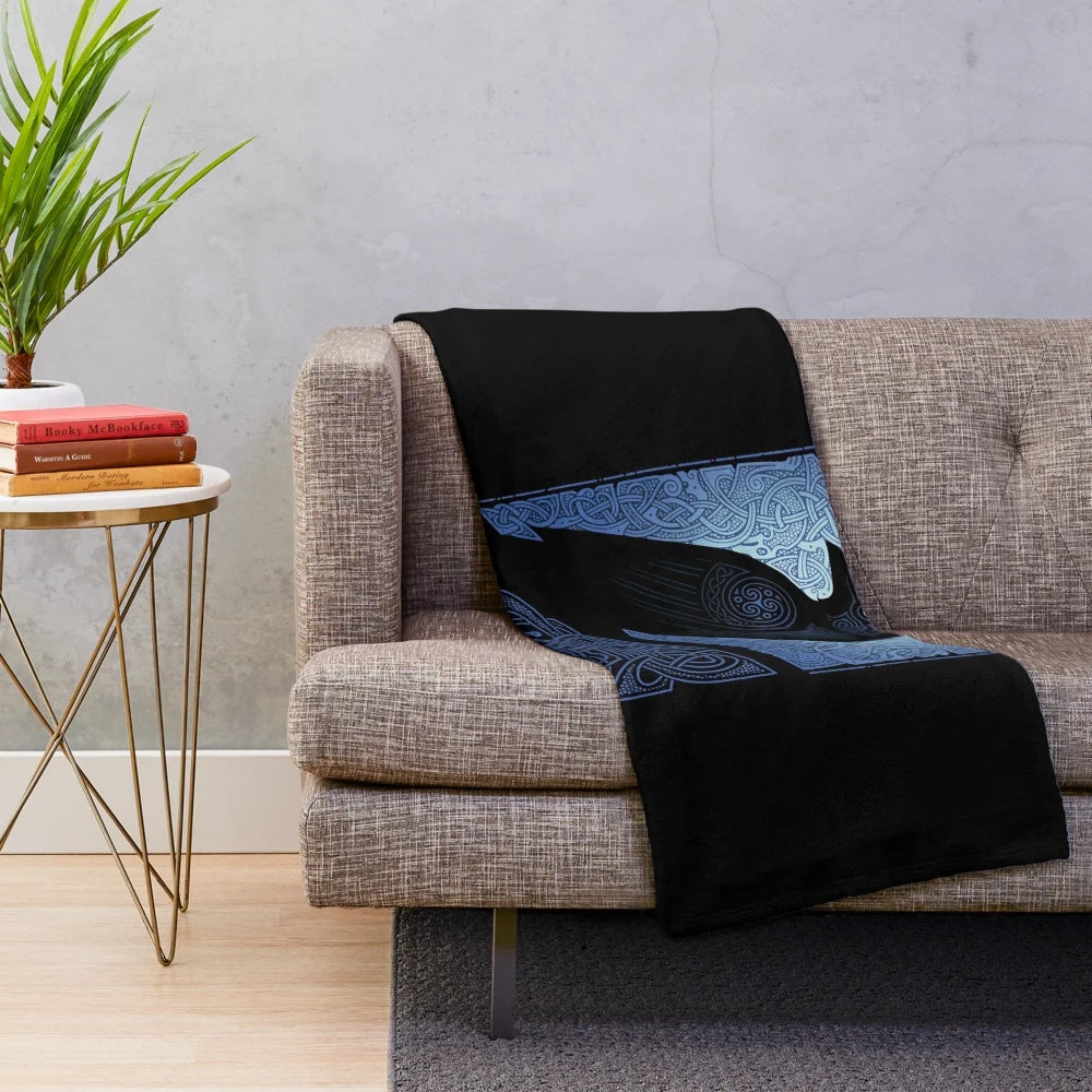 Raidho inspired plush blanket with guardian design