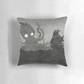 Rainy pirate ship and kraken decorative pillow for melancholy ocean-themed home decor