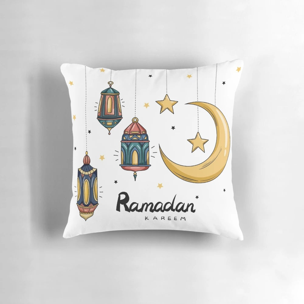 Ramadan Kareem Decorative Pillow featuring Islamic art and calligraphy