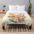 Ramen bowl inspired plush blanket with neko cat and noodle design