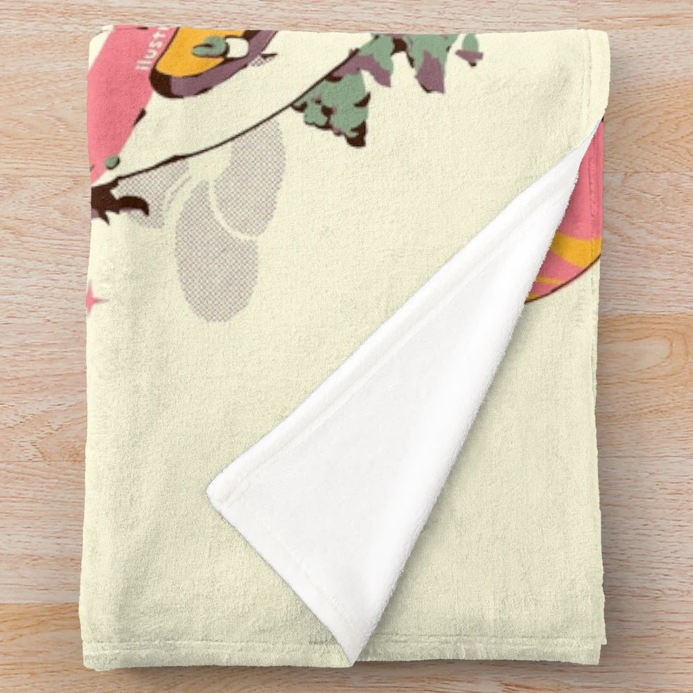 Ramen bowl inspired plush blanket with neko cat and noodle design
