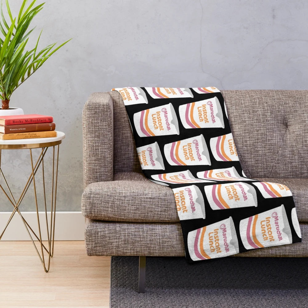 Ramen plush blanket with Maruchan instant lunch design