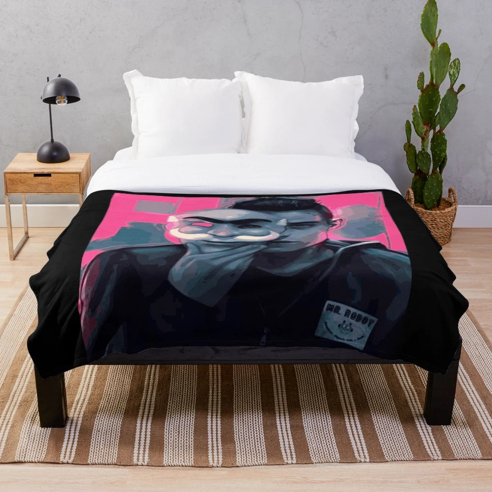 Rami Malek Mr. Robot fan art plush blanket