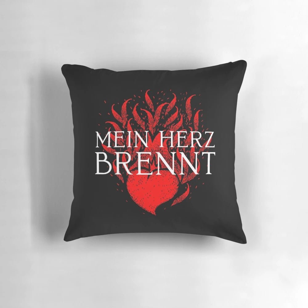 Mein Herz Brennt Rammstein-inspired typewriter pillow for industrial music enthusiasts