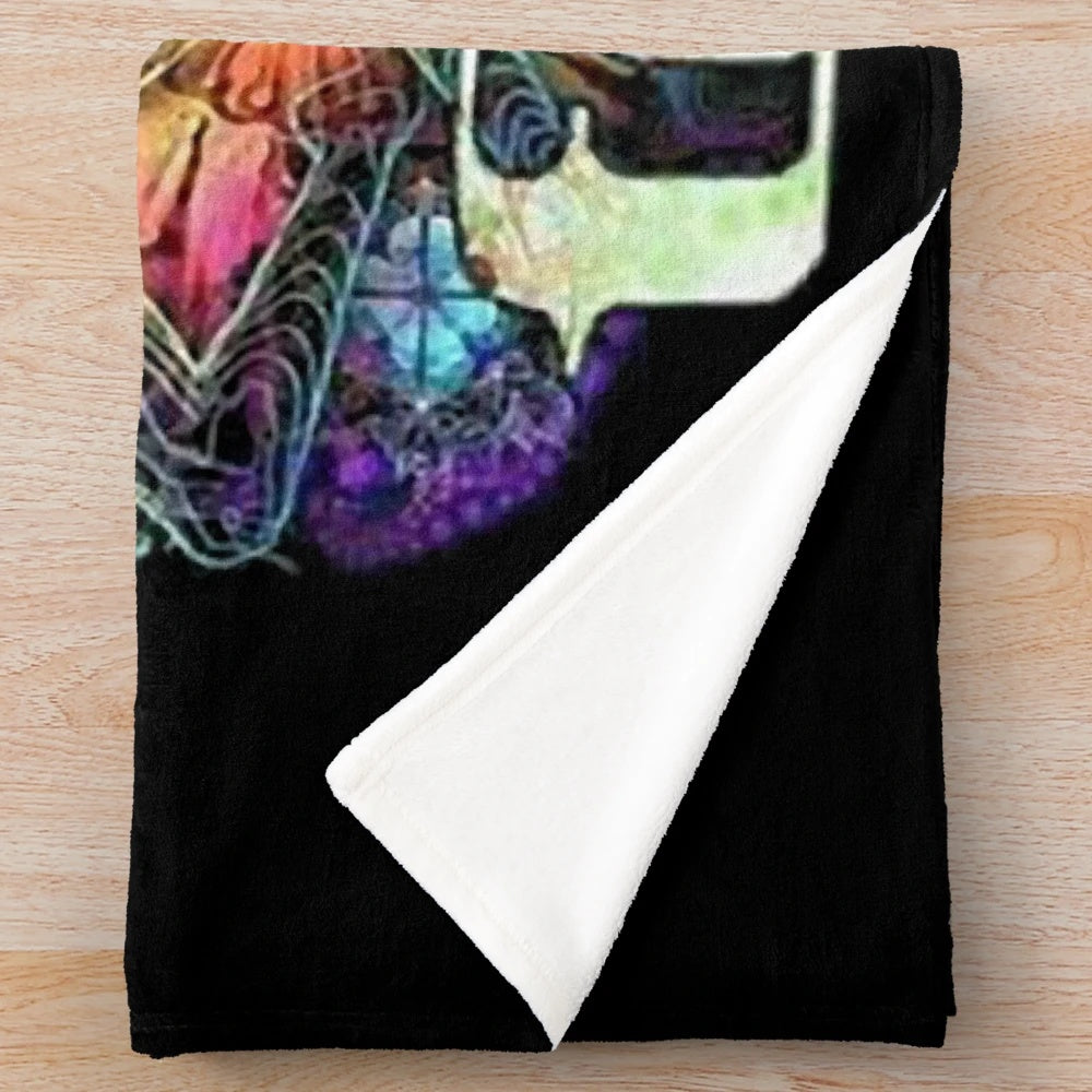 Rammstein-inspired plush blanket with rock music design