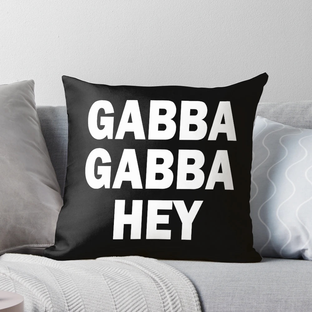 Ramones "Gabba Gabba Hey" Vintage Punk Rock Pillow with iconic band logo
