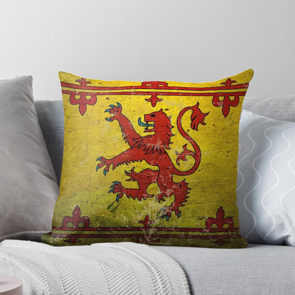 Vibrant pillow featuring the iconic rampant lion, a symbol of Scottish pride and heritage.