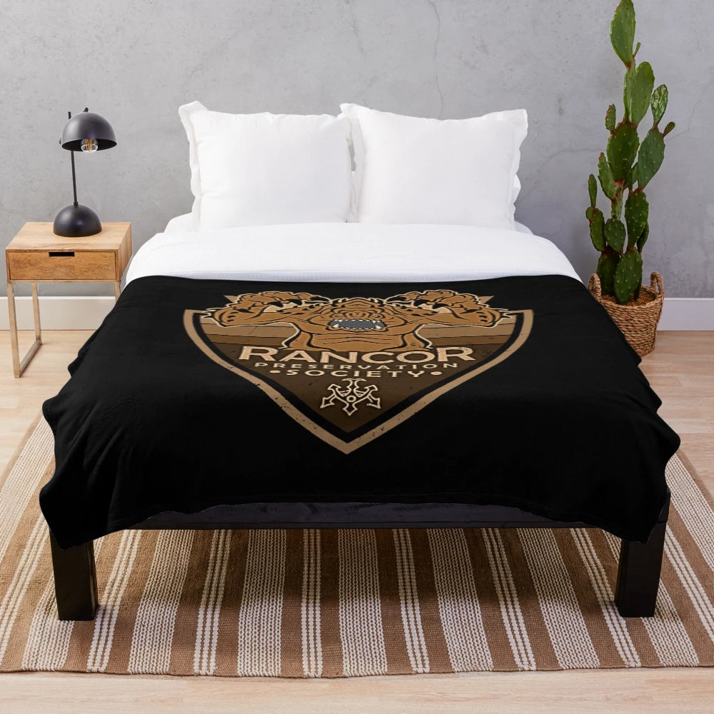 Rancor plush blanket featuring sci-fi inspired fan art design