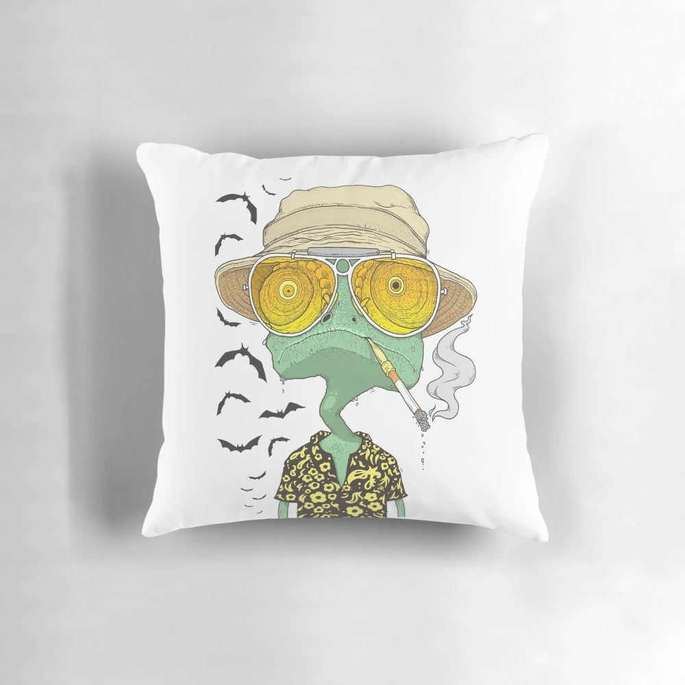 Rango Duke Jonny Depp inspired pop culture pillow featuring the iconic character and style from Fear and Loathing in Las Vegas