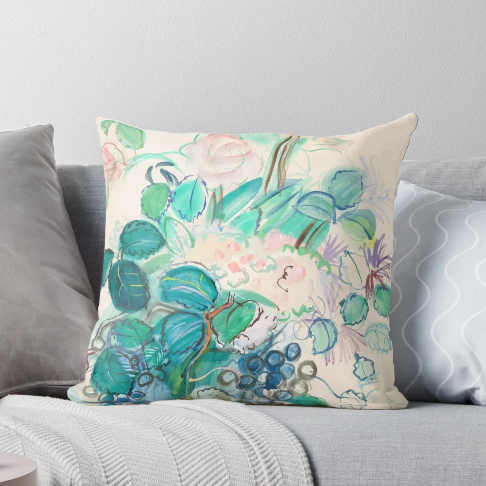 Raoul Dufy Bouquet à la Grappe et aux Roses Pillow showcasing the artist's vibrant floral painting