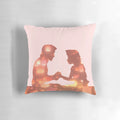 Decorative pillow featuring a floral lantern design inspired by the Disney movie Tangled and the character Rapunzel.