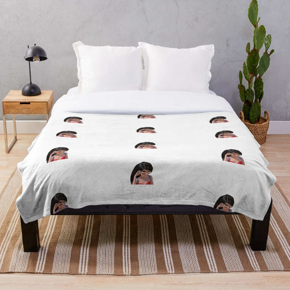 Raquelle inspired plush blanket featuring the Barbie character